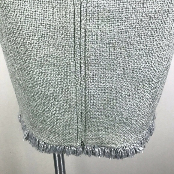 Worth Green Tweed Fringe Career Skirt Zip Hem Lined Wool Blend Womens Size 6 - Picture 2 of 8